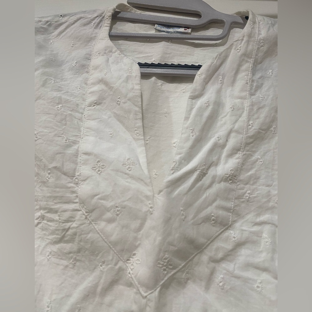 Shoshana Swimwear White Eyelet Tunic 100% Cotton Dress SzL -runs Small - Picture 4 of 9